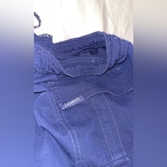 Jaanuu Men's Drawstring Jogger Navy Blue Pants Scrubs Zipper Clasp Pockets - Picture 6 of 9